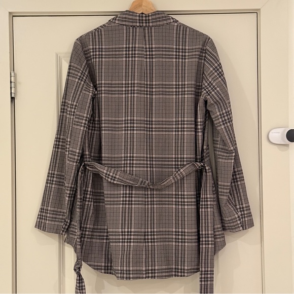 Zara Plaid Double-Breasted Jacket with Removable Belt - Size S, Trench Coat - Picture 3 of 16